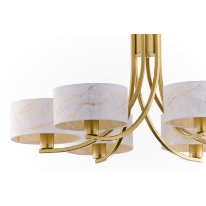 Jupiter 2098 - Lustru cu lanț ARTHUR 6xE27/15W/230V alb/auriu/decor marmură