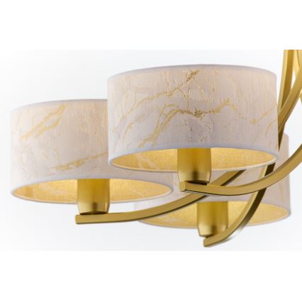 Jupiter 2098 - Lustru cu lanț ARTHUR 6xE27/15W/230V alb/auriu/decor marmură