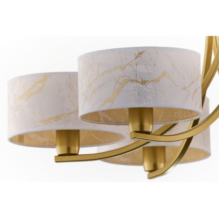 Jupiter 2098 - Lustru cu lanț ARTHUR 6xE27/15W/230V alb/auriu/decor marmură