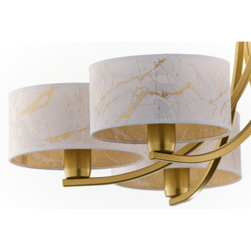 Jupiter 2098 - Lustru cu lanț ARTHUR 6xE27/15W/230V alb/auriu/decor marmură