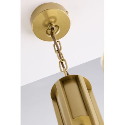 Jupiter 2098 - Lustru cu lanț ARTHUR 6xE27/15W/230V alb/auriu/decor marmură