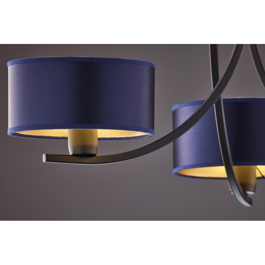 Jupiter 2099 - Lustră pe lanț ARTHUR 3xE27/15W/230V albastru/negru