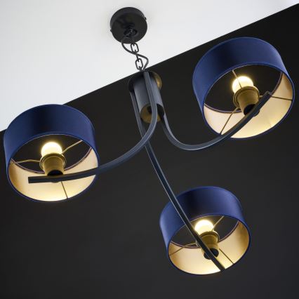 Jupiter 2099 - Lustră pe lanț ARTHUR 3xE27/15W/230V albastru/negru