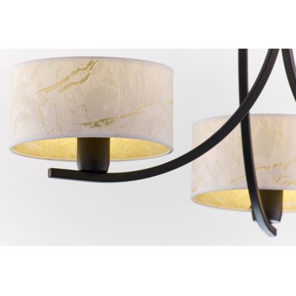 Jupiter 2103 - Lustru cu lanț ARTHUR 3xE27/15W/230V alb/negru/decor marmorat