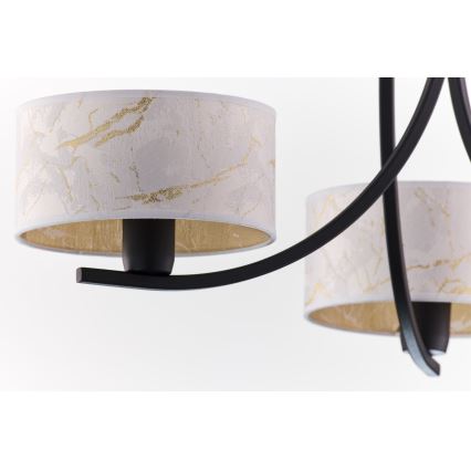 Jupiter 2103 - Lustru cu lanț ARTHUR 3xE27/15W/230V alb/negru/decor marmorat