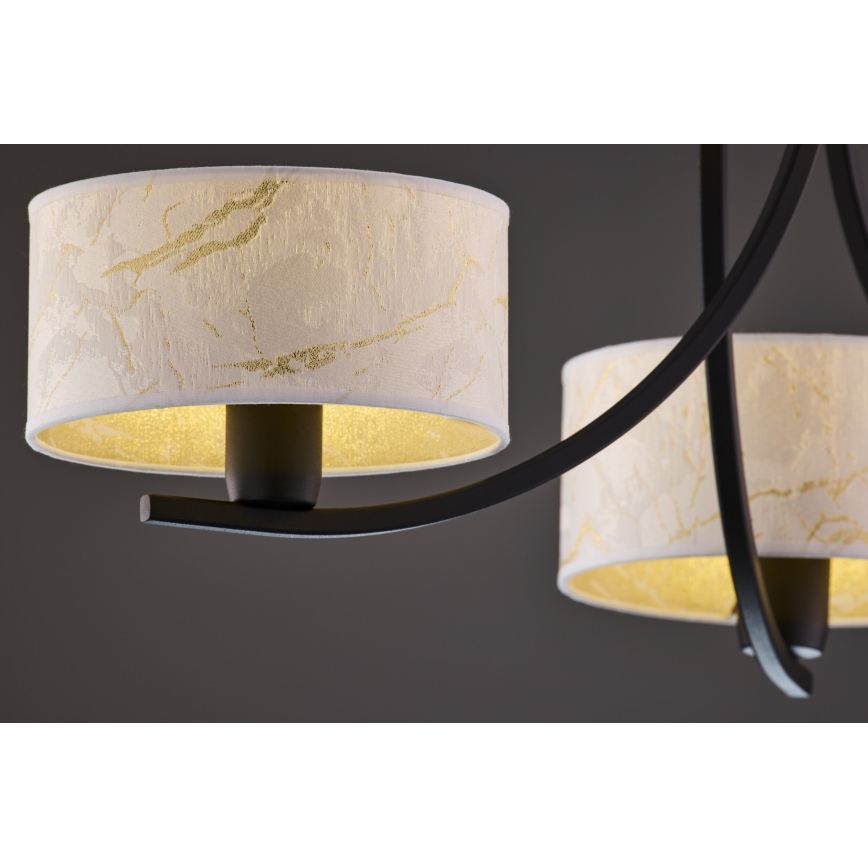 Jupiter 2103 - Lustru cu lanț ARTHUR 3xE27/15W/230V alb/negru/decor marmorat