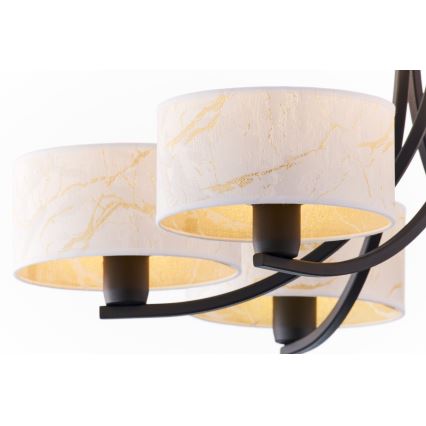 Jupiter 2105 - Candelabru suspendat pe lanț ARTHUR 6xE27/15W/230V alb/negru/decor marmură