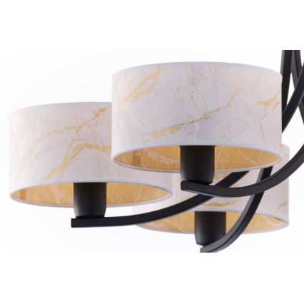 Jupiter 2105 - Candelabru suspendat pe lanț ARTHUR 6xE27/15W/230V alb/negru/decor marmură