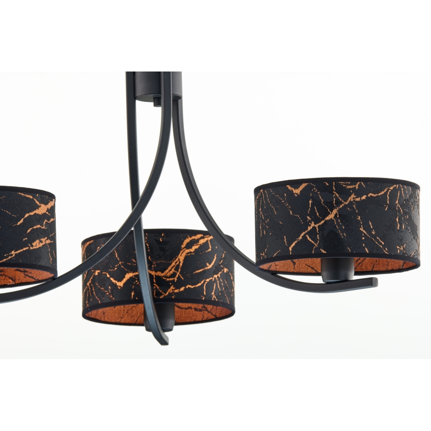 Jupiter 2106 - Lustra pe lanț ARTHUR 3xE27/15W/230V negru/portocaliu/decor marmură