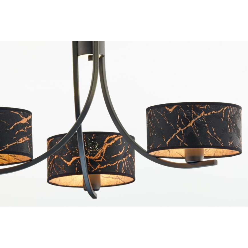Jupiter 2106 - Lustra pe lanț ARTHUR 3xE27/15W/230V negru/portocaliu/decor marmură