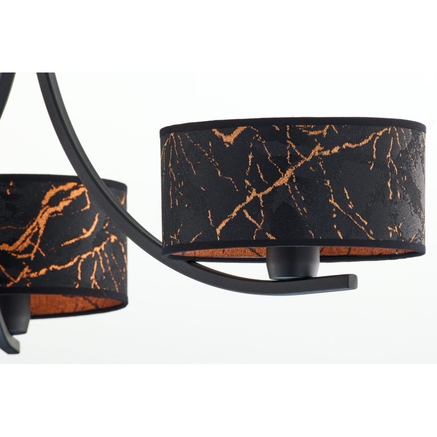 Jupiter 2106 - Lustra pe lanț ARTHUR 3xE27/15W/230V negru/portocaliu/decor marmură