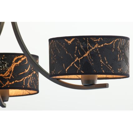 Jupiter 2106 - Lustra pe lanț ARTHUR 3xE27/15W/230V negru/portocaliu/decor marmură