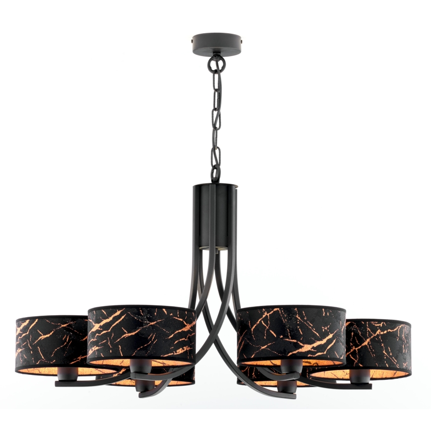Jupiter 2108 - Candelabru suspendat ARTHUR 6xE27/15W/230V negru/portocaliu/decor marmură