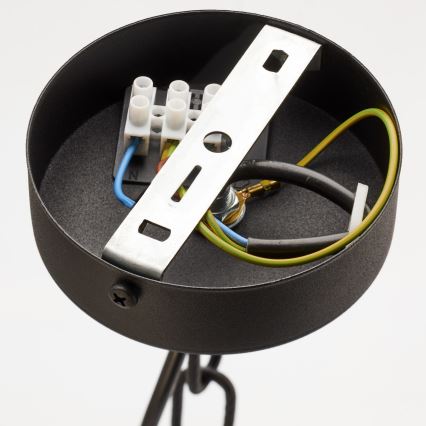 Jupiter 2108 - Candelabru suspendat ARTHUR 6xE27/15W/230V negru/portocaliu/decor marmură