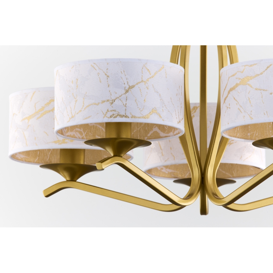 Jupiter 2110 - Lustră pe tijă KASZMIR 5xE27/15W/230V alb/auriu/decor marmură