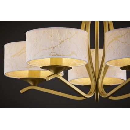 Jupiter 2110 - Lustră pe tijă KASZMIR 5xE27/15W/230V alb/auriu/decor marmură