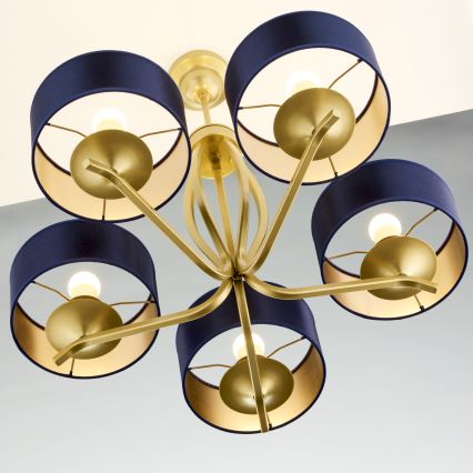 Jupiter 2114 - Candelabru pe tijă KASZMIR 5xE27/15W/230V albastru/auriu