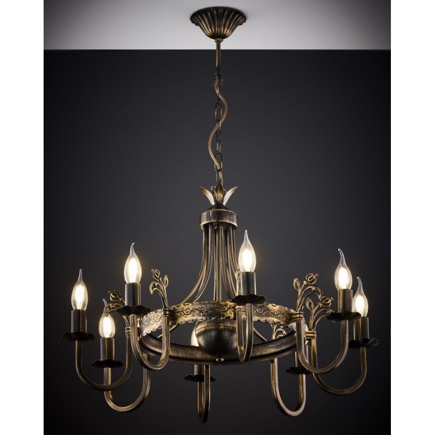 Jupiter 225 - KO 8 - Candelabru KORONA suspendat pe lanț, 8xE14/40W/230V