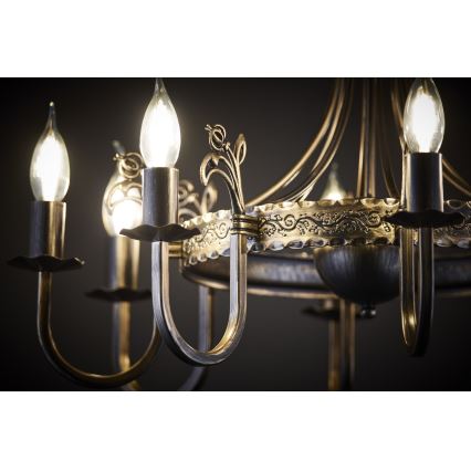 Jupiter 225 - KO 8 - Candelabru KORONA suspendat pe lanț, 8xE14/40W/230V
