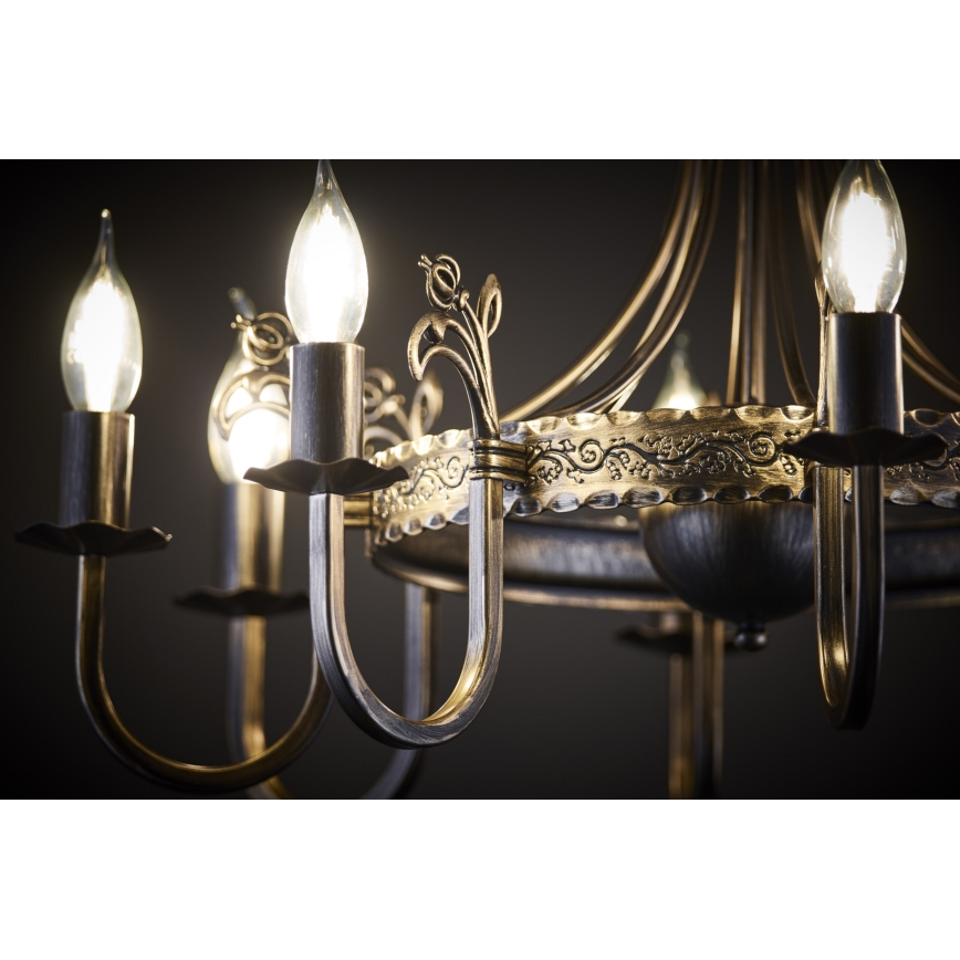 Jupiter 225 - KO 8 - Candelabru KORONA suspendat pe lanț, 8xE14/40W/230V