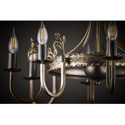 Jupiter 225 - KO 8 - Candelabru KORONA suspendat pe lanț, 8xE14/40W/230V