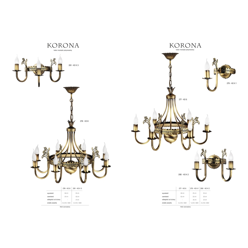 Jupiter 280 - KO K 2 - Corp de iluminat perete KORONA 2xE14/40W/230V