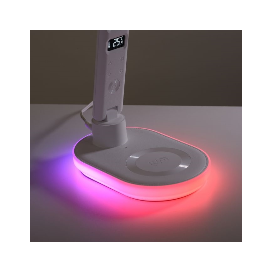JUST LIGHT. 11018-16 - Lampă de masă LED RGBW tactilă, reglabilă, cu încărcare wireless TINA LED/4W/230V, albă