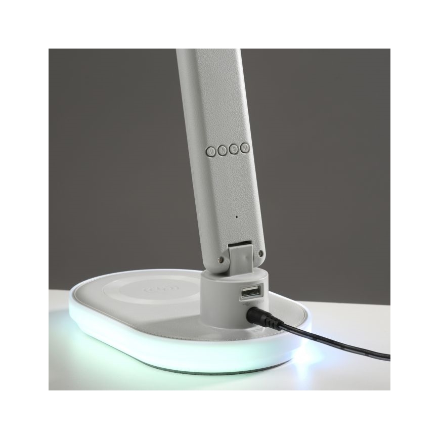 JUST LIGHT. 11018-16 - Lampă de masă LED RGBW tactilă, reglabilă, cu încărcare wireless TINA LED/4W/230V, albă