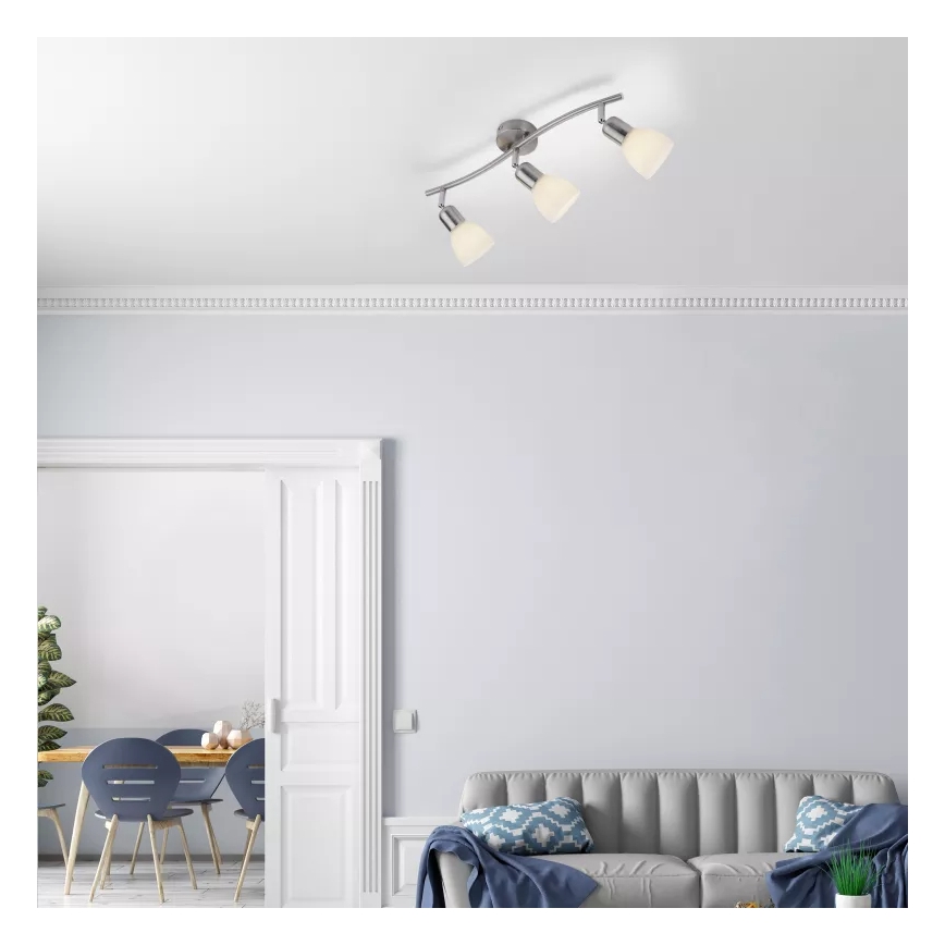 JUST LIGHT. 11953-55 - Spot KARO, 3x E14, 3x40W, 230V, crom mat