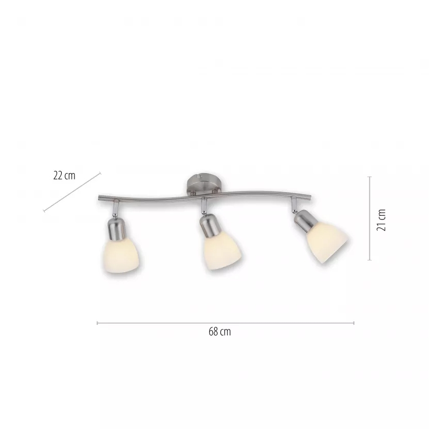 JUST LIGHT. 11953-55 - Spot KARO, 3x E14, 3x40W, 230V, crom mat
