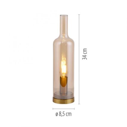 JUST LIGHT. 14006-27 - Lampă de masă BOTTLE 1xE14/25W/230V bej/fumuriu