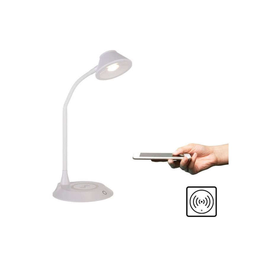 JUST LIGHT. 14414-16 - Lampă de birou LED flexibilă, tactilă și dimmabilă, cu încărcare wireless PUCKI LED/4,5W/230V albă