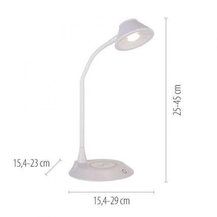 JUST LIGHT. 14414-16 - Lampă de birou LED flexibilă, tactilă și dimmabilă, cu încărcare wireless PUCKI LED/4,5W/230V albă