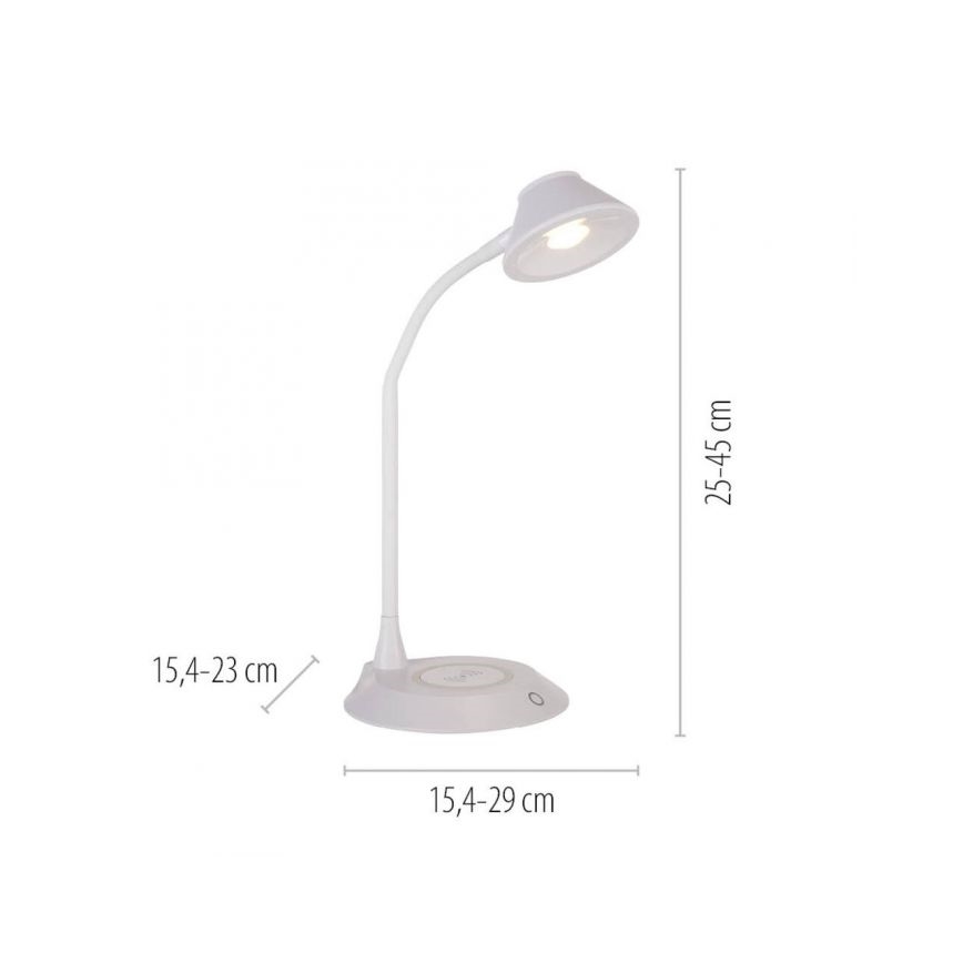 JUST LIGHT. 14414-16 - Lampă de birou LED flexibilă, tactilă și dimmabilă, cu încărcare wireless PUCKI LED/4,5W/230V albă