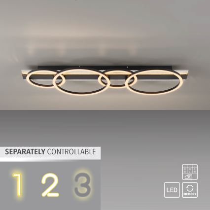 JUST LIGHT. 14426-21 - Plafonieră LED CICHIO LED/37W/230V + LED/9,5W 30x86 cm neagră