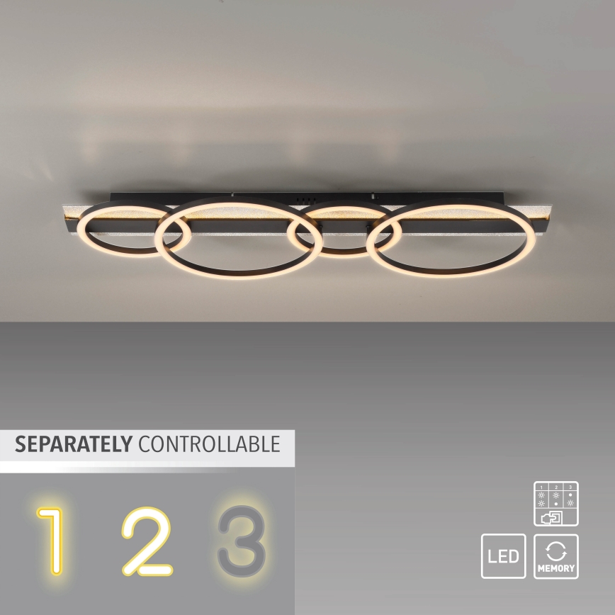 JUST LIGHT. 14426-21 - Plafonieră LED CICHIO LED/37W/230V + LED/9,5W 30x86 cm neagră