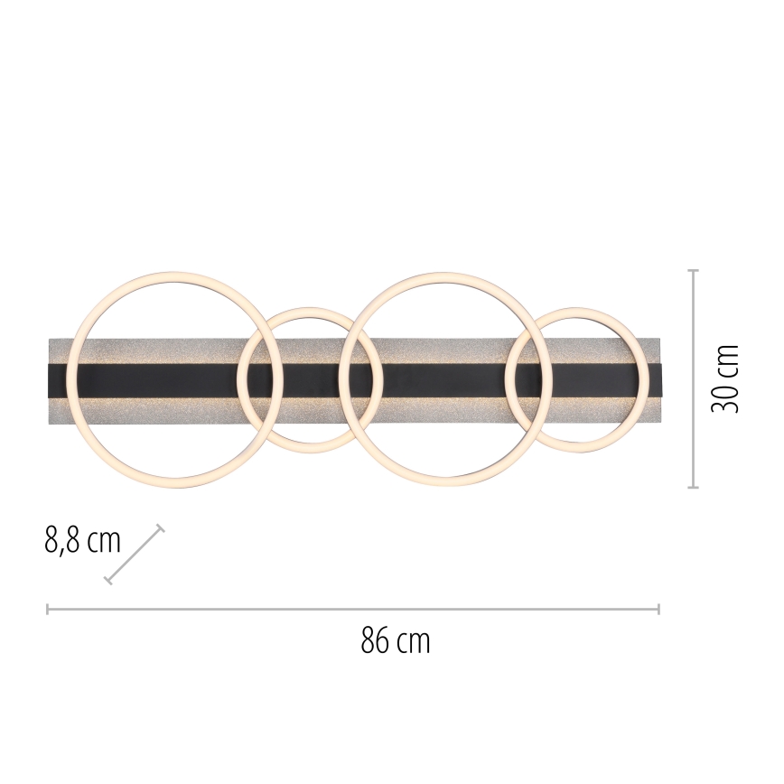 JUST LIGHT. 14426-21 - Plafonieră LED CICHIO LED/37W/230V + LED/9,5W 30x86 cm neagră
