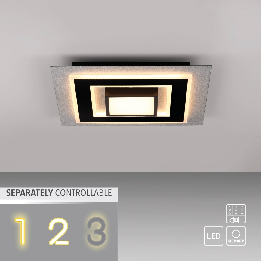 JUST LIGHT. 14439-21 - Plafonieră LED CICHIO LED/18,5W/230V + LED/9W 40x40 cm negru