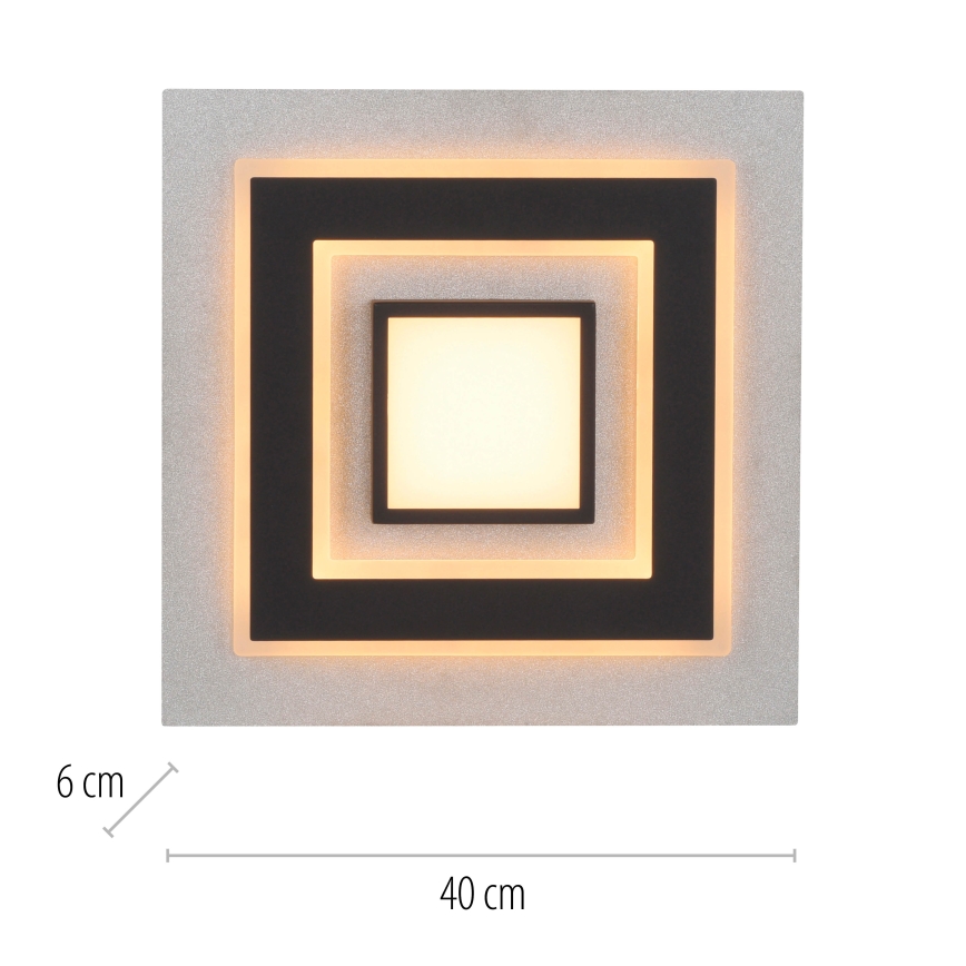 JUST LIGHT. 14439-21 - Plafonieră LED CICHIO LED/18,5W/230V + LED/9W 40x40 cm negru