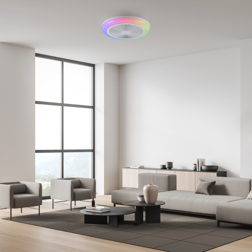 JUST LIGHT. 14623-16 - Ventilator de tavan cu lumină LED RGBW dimabil BRENDA LED/22W/230V 3000-6000K Ø 46 cm alb + telecomandă