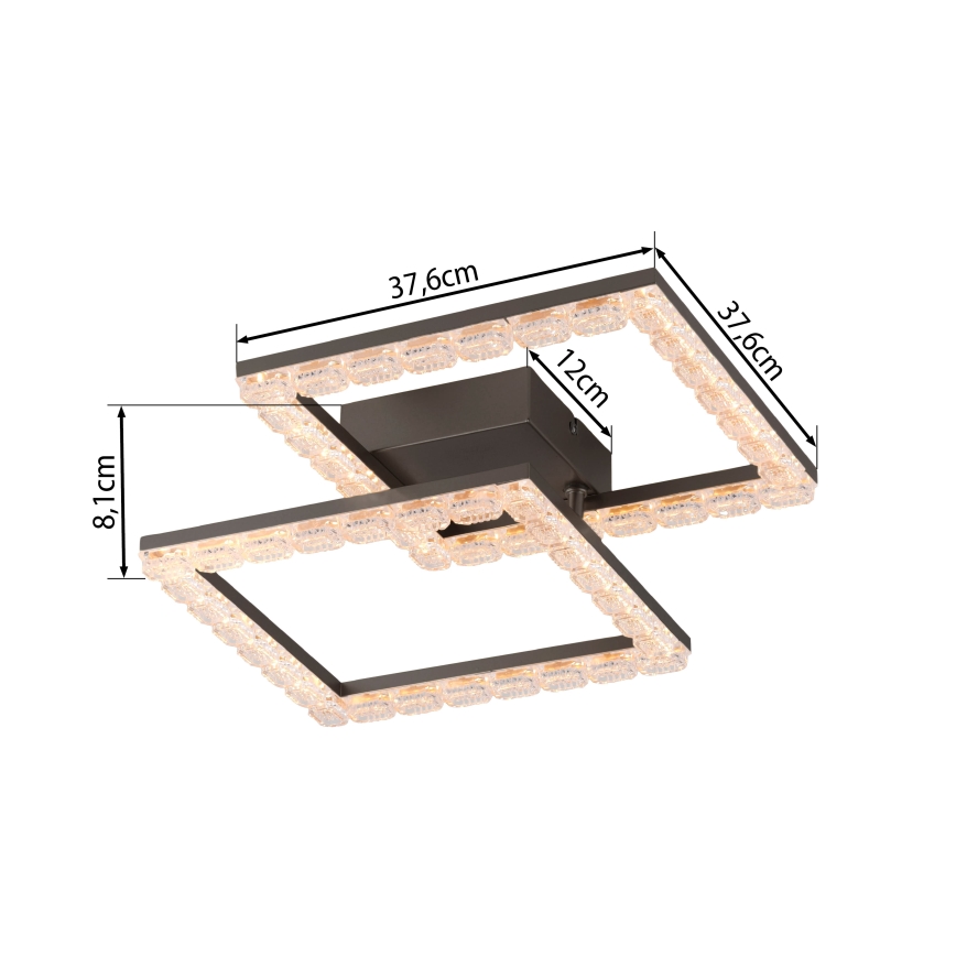 JUST LIGHT. 14732-18 - Plafonieră LED GLITRA LED/17,5W/230V 37,6x37,6 cm neagră