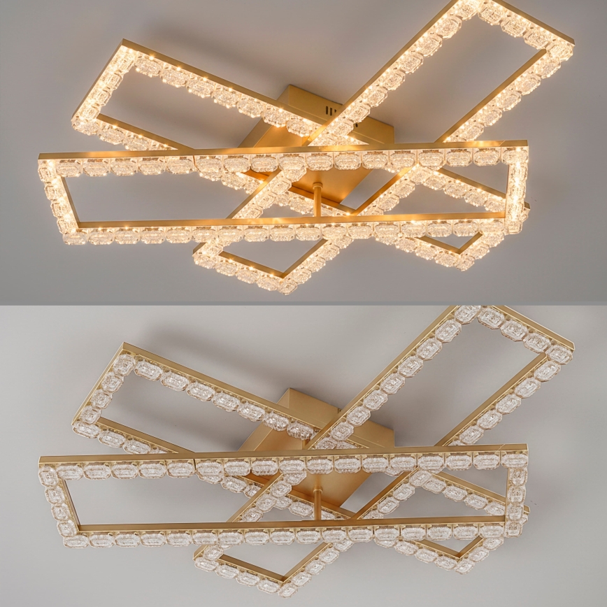 JUST LIGHT. 14733-60 - Plafonieră LED GLITRA LED/35W/230V 57,25x72,05 cm aurie