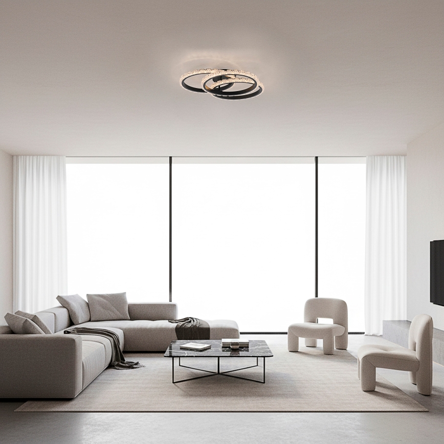 JUST LIGHT. 14734-18 - Plafonieră LED GLITRA LED/37W/230V, Ø 50 cm, neagră