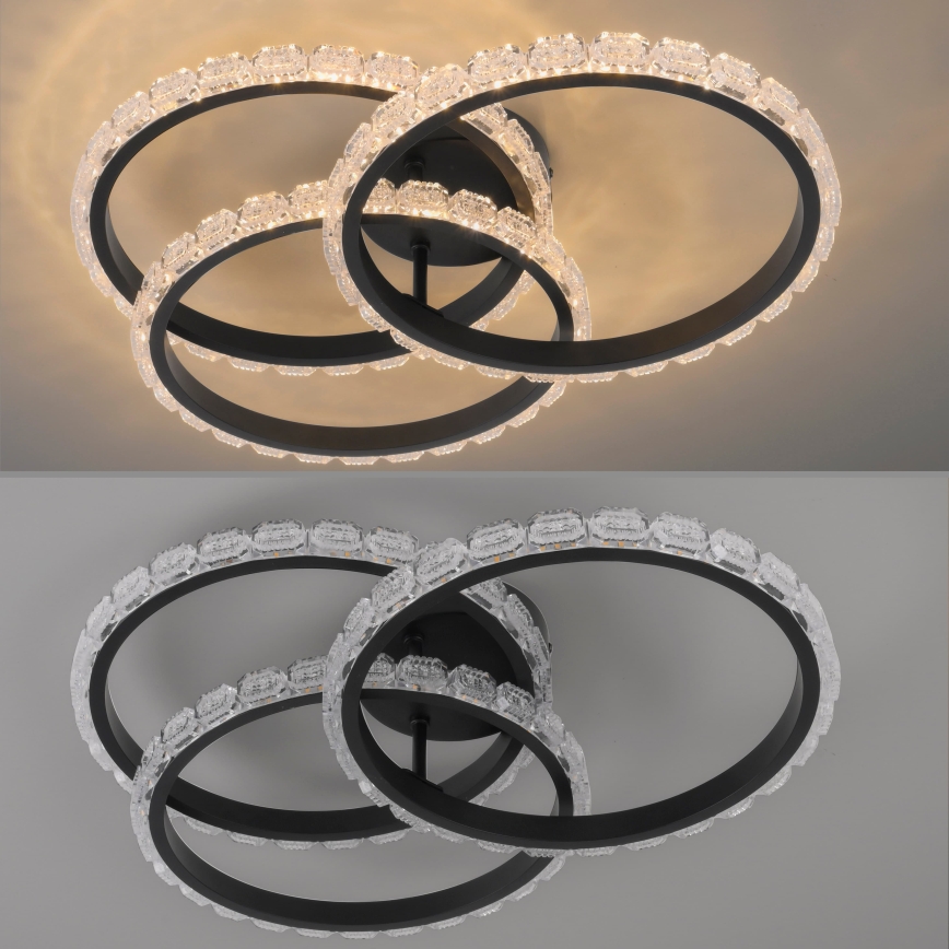 JUST LIGHT. 14734-18 - Plafonieră LED GLITRA LED/37W/230V, Ø 50 cm, neagră