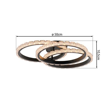 JUST LIGHT. 14734-18 - Plafonieră LED GLITRA LED/37W/230V, Ø 50 cm, neagră