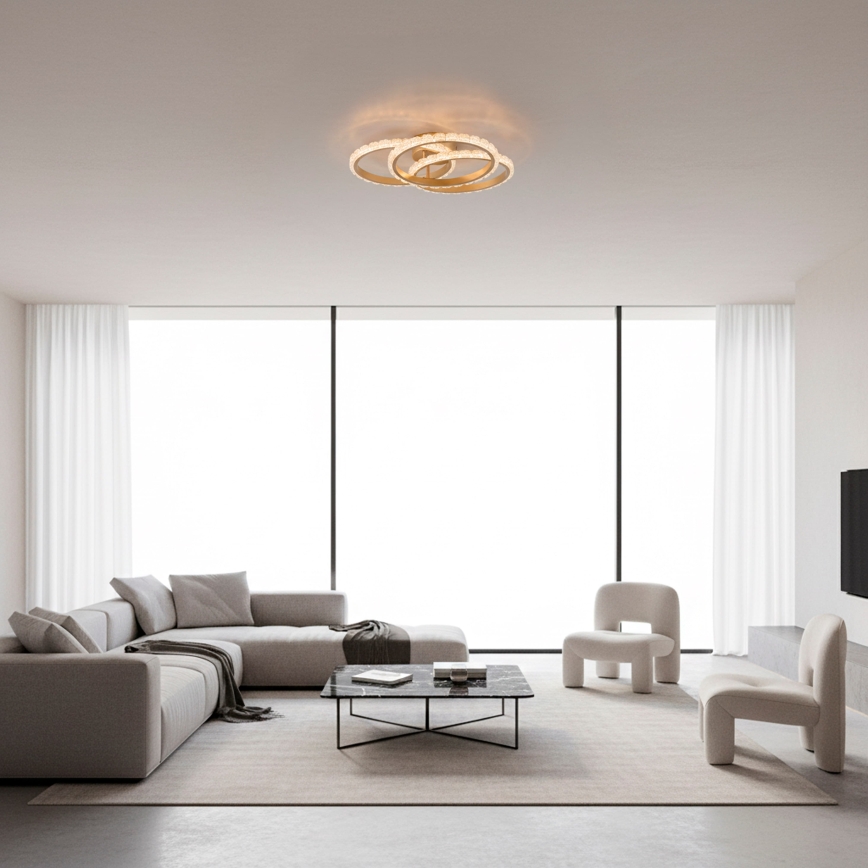 JUST LIGHT. 14734-60 - Lampă de tavan LED GLITRA LED/37W/230V Ø 50 cm, aurie