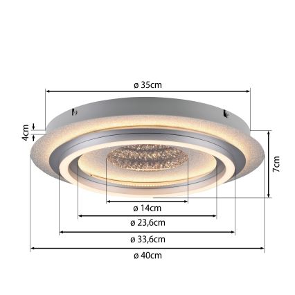 JUST LIGHT. 15089-21 - Plafonieră LED CICHIO LED/36W/230V Ø 40 cm crom mat
