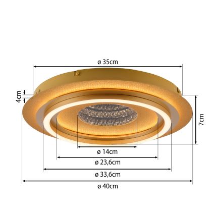 JUST LIGHT. 15089-60 - Plafonieră LED CICHIO LED/36W/230V Ø 40 cm aurie