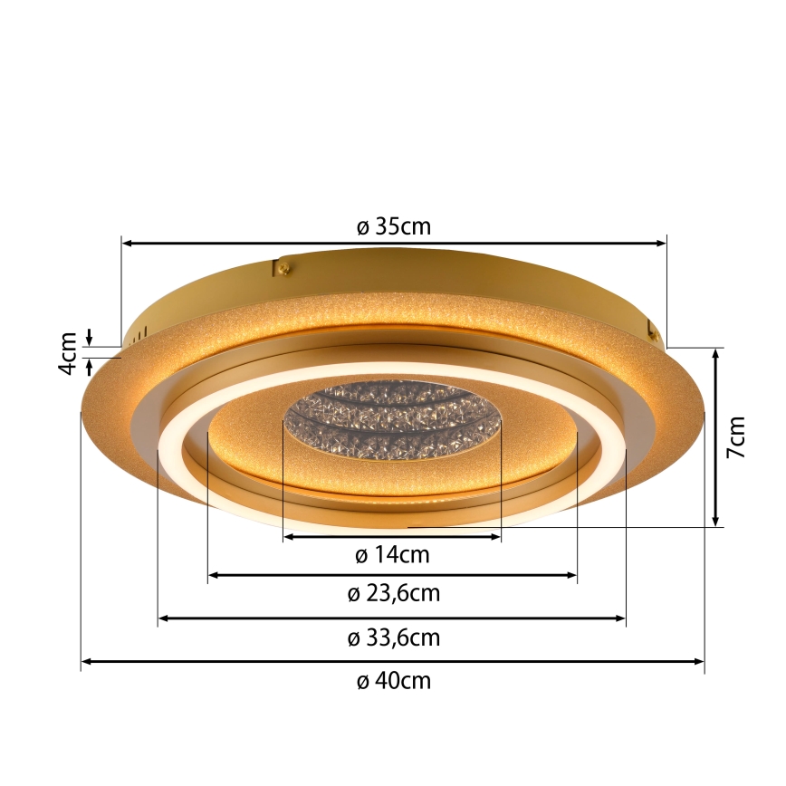 JUST LIGHT. 15089-60 - Plafonieră LED CICHIO LED/36W/230V Ø 40 cm aurie