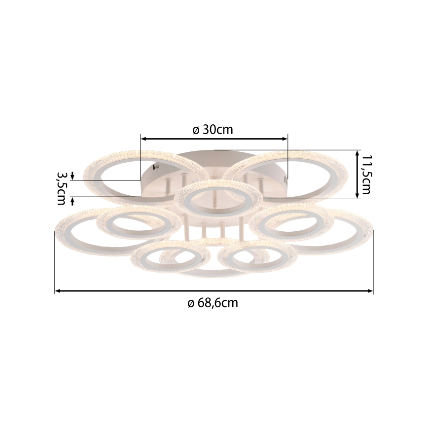 JUST LIGHT. 15268-16 - Plafonieră LED CRYSTALLO LED/48,5W/230V Ø 68,6 cm albă